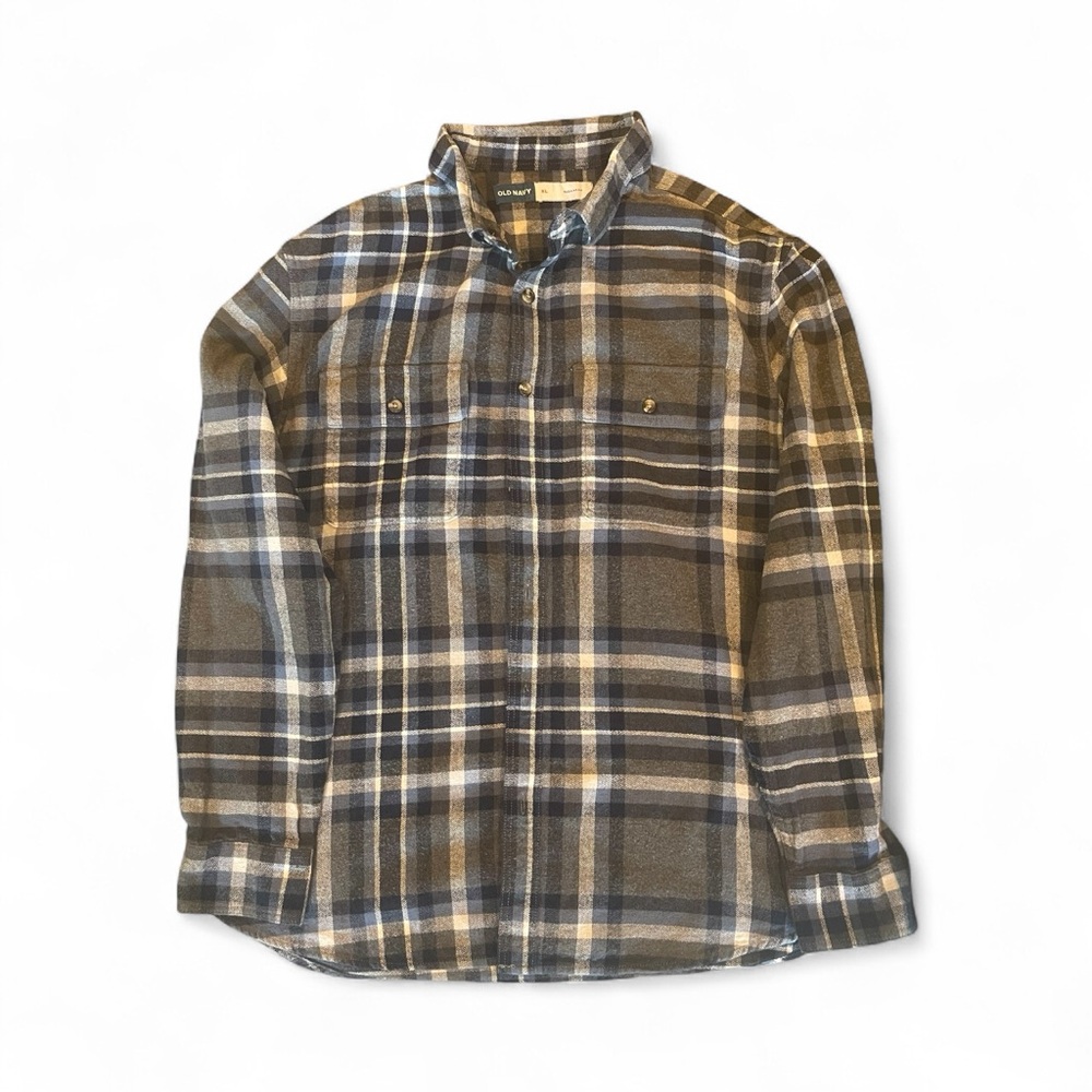 Old Navy Men's Casual Plaid Shirt - Blue and Grey